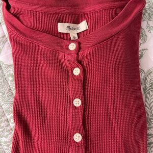 Madewell Burgundy Ribbed Henley Shirt